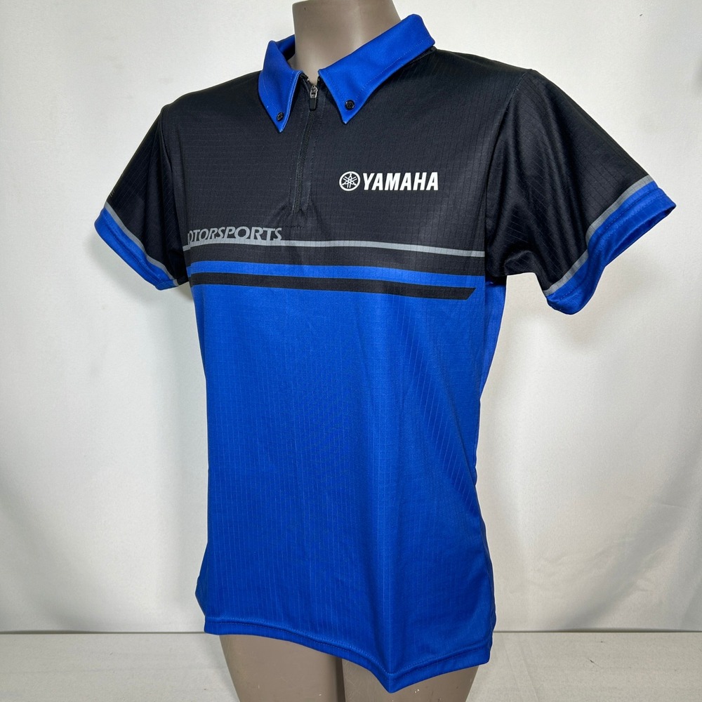 Yamaha Motorsports Racing Blue Black Quarter Zip Polo Shirt Women's SMALL